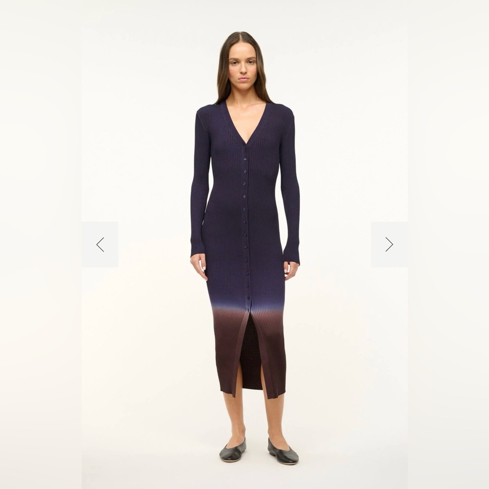 NWT STAUD SHOKO SWEATER TWILIGHT DIP DYE DRESS BLUE/BROWN